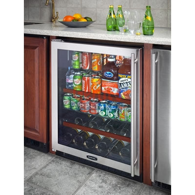 Marvel 6BARM-BS-G-L 24-inch Wide Beverage & Wine Center Left Hinge Door, Glass with Stainless Steel Trim